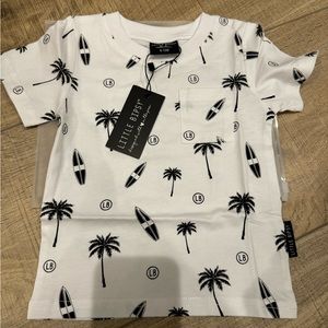Little Bipsy set! BNIB printed palm tree T-shirt and black sweatpant joggers